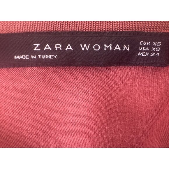 2/$30 ZARA XS Woman Rose Pink V-Neck Blouse Sheer Overlay - Picture 4 of 14